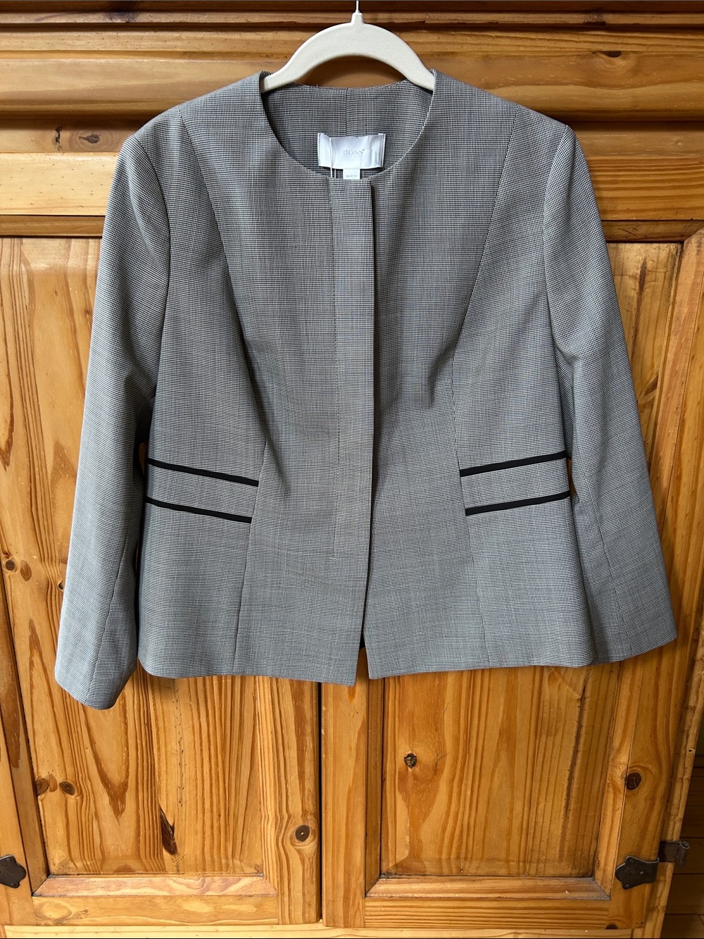 Hugo Boss NWT Javilla1 Blazer Wool Houndstooth Print‎ Structured Button Up